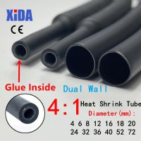 1Meter 4:1 Heat Shrink Tube With Glue Thermoretractile Heat Shrinkable Tubing Dual Wall Heat Shrink Tubing 6 8 12 16 24 40 52 72 Cable Management