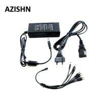 อะแดปเตอร์ไฟ3A AZISHN AC 100-240V ถึง DC 12V เครื่องชาร์จอุปกรณ์พร้อมอะแดปเตอร์1แยก8สายไฟสำหรับแถบไฟ LED ปลั๊ก EU