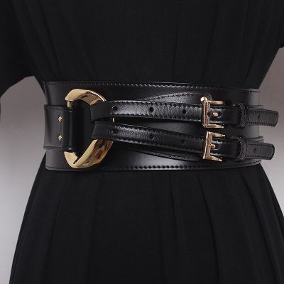 Fashion Wide Cowskin Cummerbund Womens Cummerbunds Knot Real Leather Waistbands For Dress Decorate Waist Belt Coat Accessorie