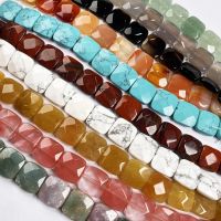 №✧ Natural Stone Square shape Faceted beads crystal Semifinished Loose beads For jewelry making DIY Necklace Bracelet Accessories