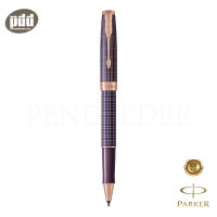 PARKER ปากกาป๊ากเกอร์ โรลเลอร์บอล ซอนเน็ต เพรจทีฟ ชิเซิ่ล เพอร์เพิล โกลด์ ม่วงคลิปทอง - PARKER Sonnet Rollerball Pen Prestige Chiselled Purple Matrix Rose Gold Plated Trim