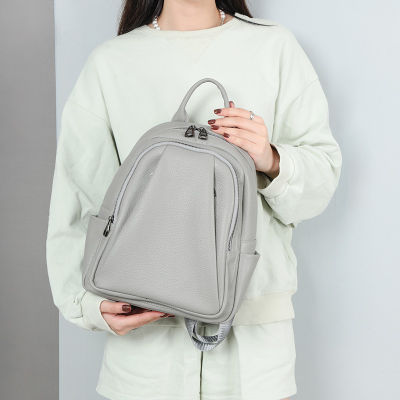 100 Genuine Cow Leather Luxury Women Backpack Travel Shoulder Bags High Capacity Green Black Gray Daily Bagpack School Bag Girl