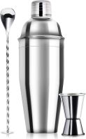 24oz Cocktail Shaker Bar Set Professional Margarita Mixer Drink Shaker Measuring Jigger Mixing Spoon Set Stainless Steel Martini