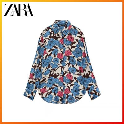 Zara ฤดูใบไม้ร่วงและฤดูหนาว ใหม่ เสื้อผ้าผู้หญิง พิมพ์ลายดอกไม้ เสื้อเชิ้ต x1