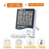 ANRPO 4 In 1เครื่องวัดอุณหภูมิเครื่องวัดความชื้นนาฬิกานาฬิกาปลุก HTC-2 Weather Station พร้อมจอแสดงผล LCD