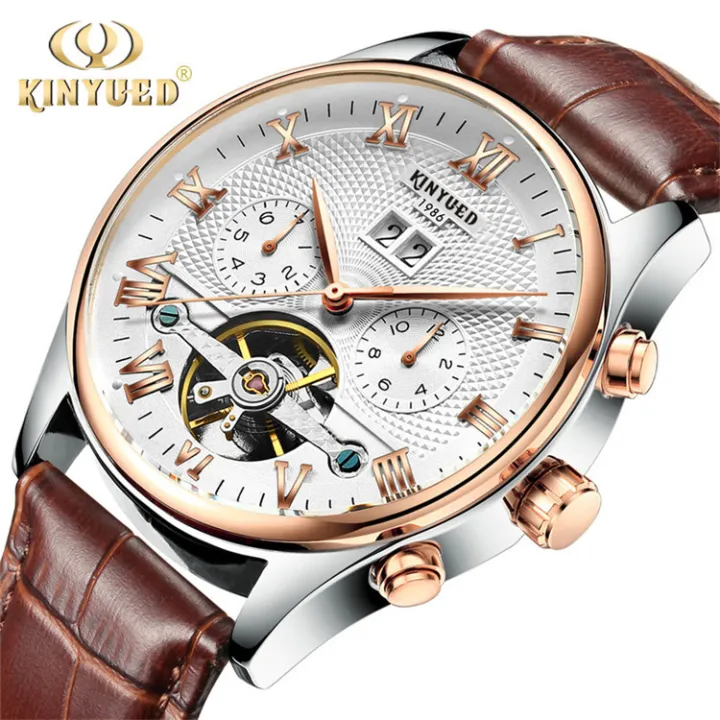 kinyued skeleton tourbillon mechanical watch