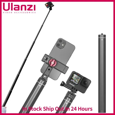 Ulanzi ไม้เซลฟี่ P002 1600มม.,ไม้เซลฟี่โลหะที่จับยืดขยายได้เสากล้องโทรทรรศน์สำหรับโกโปรชุดกล้องถ่ายภาพสมาร์ทโฟนอุปกรณ์เซลฟี่