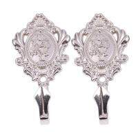 Rose Pattern Vintage Alloy Drapery Curtain Holdbacks Tieback Hooks 2Pcs