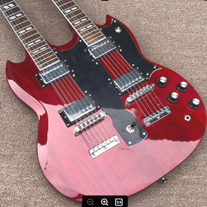 Classic Red Gibson SG 1275 Double Neck Electric Guitar Humbucker Pickups Chrome Hardware High