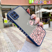 Jlingji เคสปลอกสำหรับ Samsung กาแลคซี A22 4G A22 5G เคส M22การ์ตูนหมูน่ารักบางมีน้ำค้างแข็งโปร่งใสแข็งขอบสี่เหลี่ยมรูปแบบกันกระแทกปลอกซิลิโคนเคสนิ่มป้องกันคลุมทั้งหมด