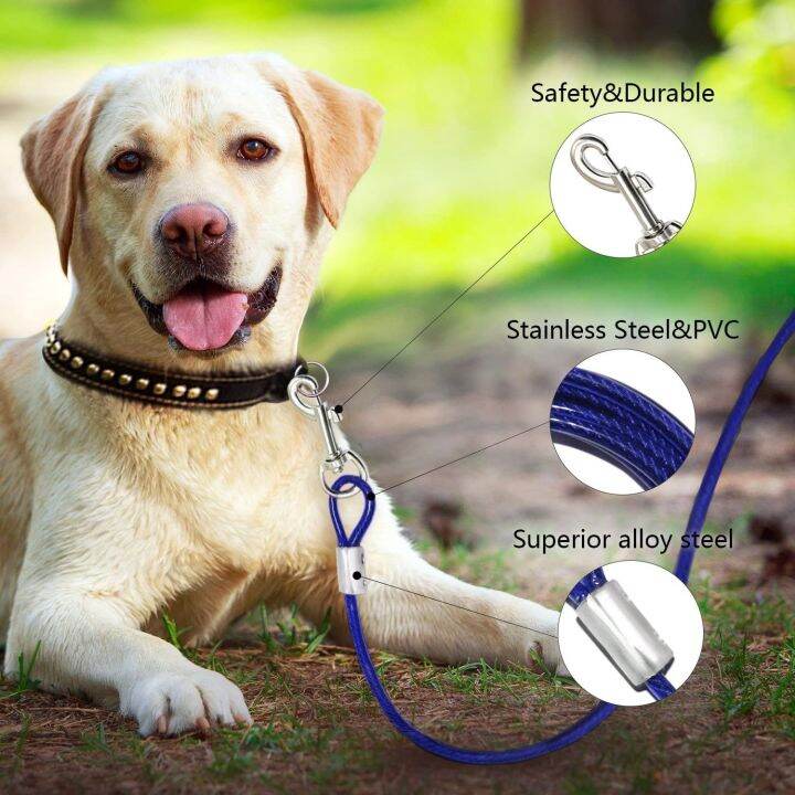 papi-pet-double-end-dogs-leash-dog-tie-out-cable-ตะขอโลหะตะกั่ว-pet-traction-chain-chew-proof-ยาวเหล็กสายจูงเชือก3-5-10m