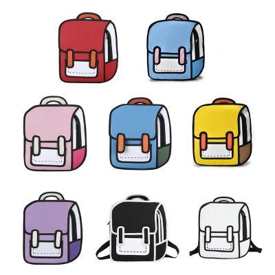 Fashion Uni 2D Drawing Backpack Cute Cartoon School Bag Comic Bookbag for Teenager Girls Boys Daypack Travel Rucksack Bag