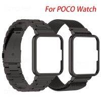 ZZOOI Strap + Case For POCO WATCH Smart Watch Stainless Steel Bracelets For POCO Watch Wristband Protection Cover Bumper Shell frame