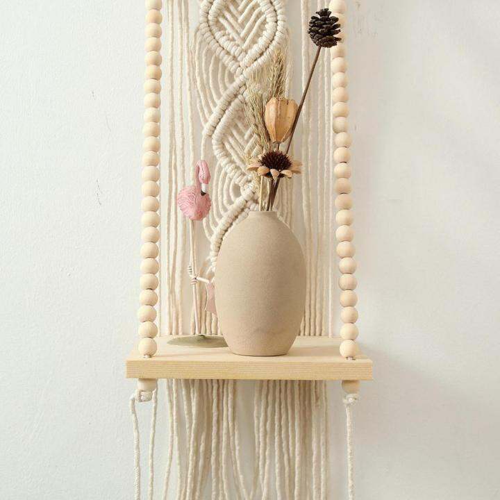 cw-boho-handmade-tassel-macrame-tapestry-wall-hanging-shelf-boho-cotton-rope-plant-hanger-wood-floating-shelf-wall-decor