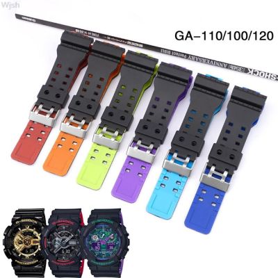 △✲ สายเรซิ่น TPU สำหรับ CASIO G-Shock GA100/110/120/140/300/400/700 ยางสายนาฬิกาหัวเข็มขัดสายนาฬิกาข้อมือสร้อยข้อมือสีดำ