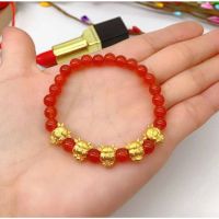 WJISHOP 365 K316 สร้อยข้อมือหินปีฉลู แก้ปีชง สีแดงโกเมน