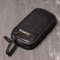 Men Wallet Clutch Bag Male Retro Cow Leather Long Purse Business Zipper Coin Purses Mobile Phone Wristband Mens Wallet