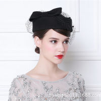 Lady Wool Fedoras Hat Girls Winter British Woolen Cap Adult Leisure Felt Hat Students Headdress Flower Bride Headdress B8979