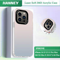 HANNEY สำหรับ iPhone 14 13 12 11 Pro XS XR X Max 8 7 6 6S Plus ที่ป้องกันเลนส์เคสโทรศัพท์เลเซอร์แบบนิ่มอะคริลิก ฝาหลังกันกระแทก MMYT-03