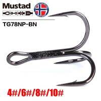 Mustad Norway ตะขอตกปลาตะขอมีหนามตะขอสามชั้นเหล็กกล้าคาร์บอนสูง,4 #6 #8 #10 #,TG78NP-BN,TR78NP-BN