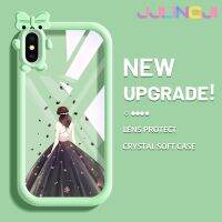 Jjlingji เคสสำหรับ iPhone X Xs Xr Xs Max เคสลายเจ้าหญิงสาวสวยรูปแบบโบว์น๊อตเคสนิ่มทนต่อการขัดถูเคสโทรศัพท์โปร่งใส TPU ซิลิกาเจลเลนส์กล้องถ่ายรูปฝาครอบป้องกัน