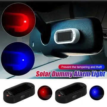 Car Alarm Light Car Solar Power Simulated Dummy Alarm Warning Anti-Theft  LED Flashing Security Light with New USB Port, Red x2