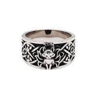 แหวนสเตนเลสสตีลสไตล์วินเทจสำหรับผู้ชาย Viking Celtic Knot Fox Ring Band