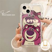 MissConnie เคสโทรศัพท์โปร่งใสการ์ตูนหมีสตรอเบอรี่น่ารักใช้ได้กับ IPhone 11 XR 7 8 6S 6 Plus 11 13 14 12 Pro Max X XS MAX เคส Tpu นิ่มป้องกันการตกแบบใส