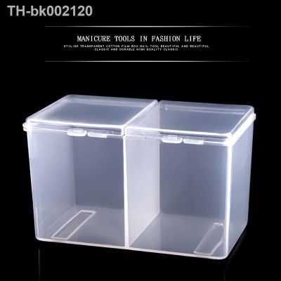 ✟ Storage Box For Manicure Individual Double Compartment Storage Box Cotton Sheet Plastic Clear Organizer Container Nail Art Tools