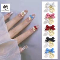 SANYIYANG Kawaii เรียบหรู อุปกรณ์ทำเล็บ DIY คริสตัล โบว์ เครื่องประดับเล็บ เล็บ rhinestones 3D ตกแต่งเล็บ เสน่ห์เล็บกุทัณฑ์ อุปกรณ์ทำเล็บ