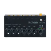 1 Set MIX600 Sound Mixer Stereo Audio Mixer Ultra Low Noise 6 Channel Line Mixer Mini Sound Mixer Power-Supply DC5V EU Plug