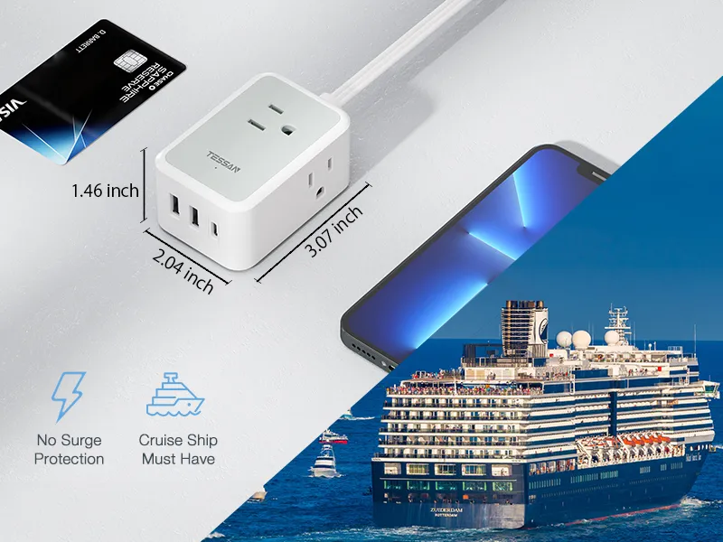 Cruise Power Cube (Cruise Ship Allowed) Non Surge with USB Ports – Cruise On