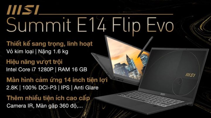 Laptop MSI Summit E14 Flip Evo A12MT i7 1280P/16GB/512GB/Touch/Pen