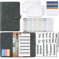 วัสดุที่ดี A6 หนัง PU Budget Binder Notebook เงินสดซองชุด Binder กระเป๋าเงิน Budget Saving Bill Organizer-ttlg4809
