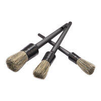 【2023】3 Pcs Natural Boar Hair Car Detailing Brush Set ขนแปรงนุ่มสำหรับทำความสะอาดรถยนต์ Auto Detail Tools แปรงทำความสะอาดแดชบอร์ด