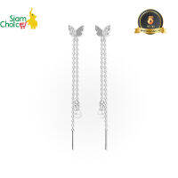 [รับประกัน5ปี] SiamChoice s925 เงินต่างหูเปลือกหอยผีเสื้อ เครื่องประดับเงินแท้ jewelry Silver earrings ต่างหูแฟชั่นฝังเพชรเทียมสไตล์เกาหลี ของขวัญที่ดี