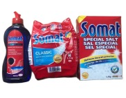 Combo bột rửa bát somat 1,2 kg + nuớc làm bóng Somat 750ml và hộp muối