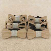 Children Kids Boys Bow Tie Bamboo Wooden Ties For Wedding Pre Party Tied Clip Child Neck Bow Ties Nails Screws Fasteners