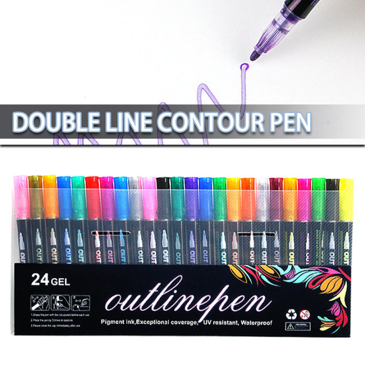 ปากกามาร์กเกอร์ปากกาแต่งเล็บเส้นคู่-bokali-8ชิ้น-12ชิ้น-24ชิ้น-set-pulpen-ปากกาสีเมทัลลิกสำหรับไฮไลต์-คุณภาพสูงปลายปากกาวัสดุ-pp-หมึกสีแบบน้ำ
