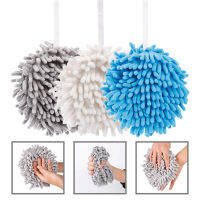 (Sunshine everyday)ผ้าเช็ดตัวซับน้ำพร้อมห่วงแขวน Chenille มือสองด้านไมโครไฟเบอร์นุ่มดูดซับที่แข็งแกร่งอุปกรณ์ครัวห้องน้ำ