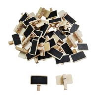 50Pcs Wooden Clip Artificial Mini Blackboard Wood Clip for Table Cake Ornaments Party Decor for Diy Wedding Birthday Party Decor Clips Pins Tacks