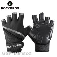 ใหม่2023✳✓ ROCKBORS ยิมป้องกันการลื่นถุงมือยกน้ำหนักครึ่งนิ้วถุงมือชาย