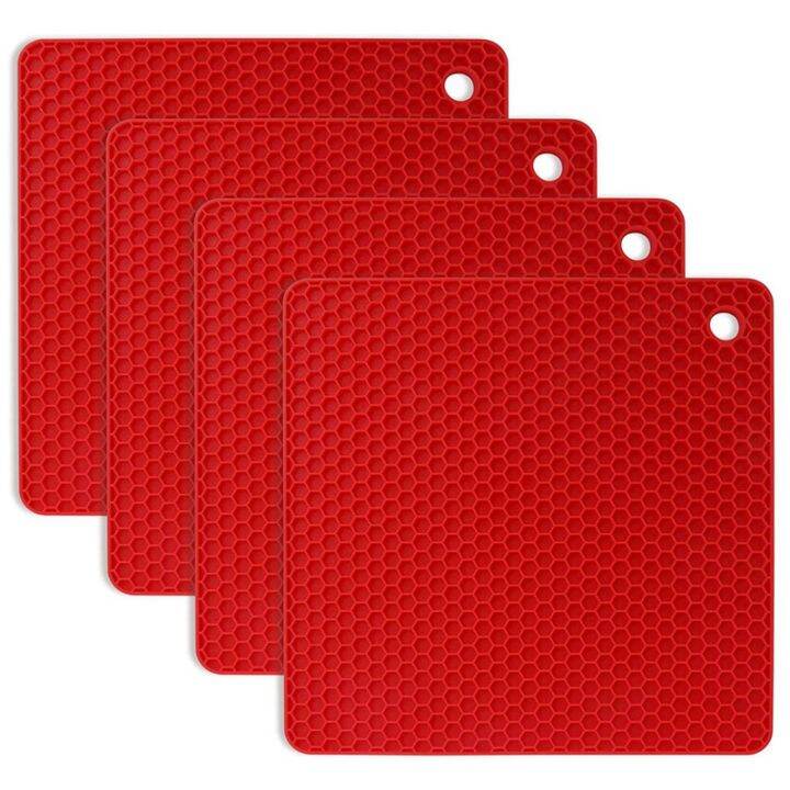 4-pieces-of-silicone-table-mat-non-slip-heat-insulation-honeycomb-kitchen-table-mat-multi-purpose-heat-pad