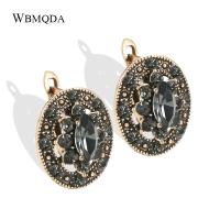 【YF】☫┋  Wbmqda Boho Fashion Stud Earrings Antique Gold Color Gray Ethnic Bridal Wedding Jewelry