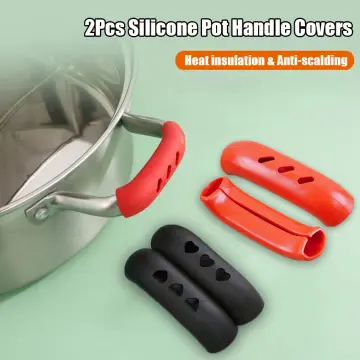 2Pc Silicone Pan Handle Cover Heat Insulation Cover Pot Ear Clip