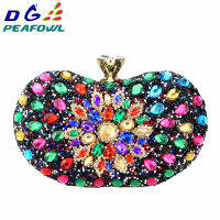 DG PEAFOWL 5colors Two Side Luxury Crystal Floral Clutch Chain Bag Evening Woman Diamond Wedding Shoulder Wallet Purse Handbags