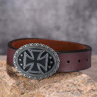 Western cowboy zinc combined religious belief cross prayer attitude buckle with leather belt mens all-match leather belt