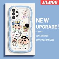 JIUMOO เคส A04s A13 A13กาแล็คซี่5G ลายการ์ตูนช้อนสีเทียน Shin-Chan แฟชั่นขอบครีมลอนดีไซน์ใหม่เคสโทรศัพท์แบบใสเคสป้องกันซิลิโคนเลนส์กล้องถ่ายรูปฝาครอบโปร่งใสกันกระแทก