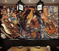 Retro Japanese ukiyo-e monster restaurant restaurant shop tooling background wall 3D murals decorative wallpaper murals