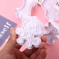 ทำครัว DIY ขนมอบ Sugarcraft NMST Stempel Plastik 3มิติลูกสูบกดชุดมีดตัดคุกกี้แม่พิมพ์บิสกิตเครื่องมือทำขนมอบ